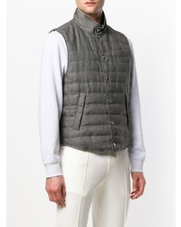 Мужская темно-серая стеганая куртка без рукавов от Brunello Cucinelli