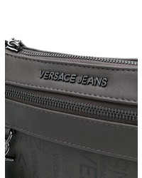 Темно-серая сумка почтальона из плотной ткани от Versace Jeans