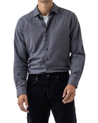 Темно-серая фланелевая рубашка с длинным рукавом с принтом