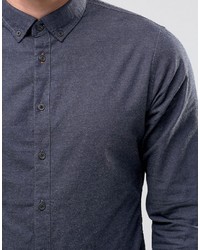 Мужская темно-серая фланелевая рубашка с длинным рукавом от Blend of America