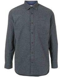 Мужская темно-серая фланелевая рубашка с длинным рукавом от Kent & Curwen