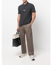 Мужская темно-серая футболка на пуговицах от Maison Margiela