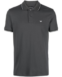 Мужская темно-серая футболка-поло в горизонтальную полоску от Emporio Armani