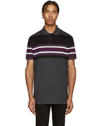 Мужская темно-серая футболка-поло в горизонтальную полоску от Givenchy