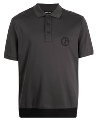 Мужская темно-серая футболка-поло с вышивкой от Giorgio Armani