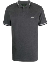 Мужская темно-серая футболка-поло с принтом от BOSS