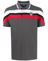 Мужская темно-серая футболка-поло с принтом от Ea7 Emporio Armani