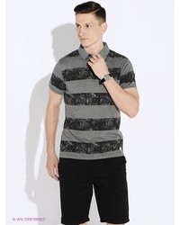 Мужская темно-серая футболка-поло с принтом от SPRINGFIELD