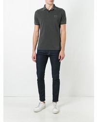Мужская темно-серая футболка-поло от Stone Island
