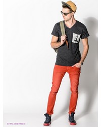 Мужская темно-серая футболка с v-образным вырезом от Boom Bap Wear
