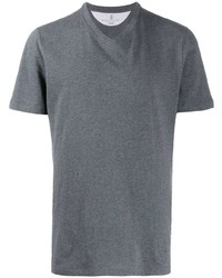 Мужская темно-серая футболка с v-образным вырезом от Brunello Cucinelli