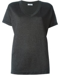 Женская темно-серая футболка с v-образным вырезом от Brunello Cucinelli