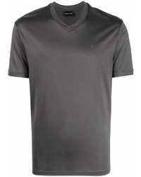 Мужская темно-серая футболка с v-образным вырезом от Emporio Armani