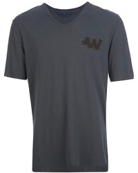 Мужская темно-серая футболка с v-образным вырезом от Golden Goose Deluxe Brand