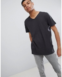 Мужская темно-серая футболка с v-образным вырезом от New Look