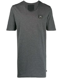 Мужская темно-серая футболка с v-образным вырезом от Philipp Plein