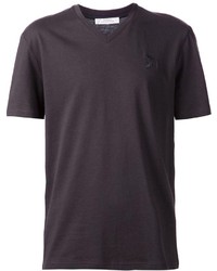 Мужская темно-серая футболка с v-образным вырезом от Versace