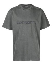 Мужская темно-серая футболка с длинным рукавом с вышивкой от Carhartt WIP