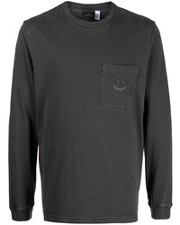 Мужская темно-серая футболка с длинным рукавом с вышивкой от PS Paul Smith