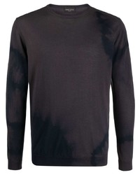 Мужская темно-серая футболка с длинным рукавом с принтом тай-дай от Roberto Collina