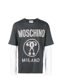 Мужская темно-серая футболка с длинным рукавом с принтом от Moschino
