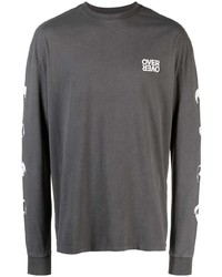 Мужская темно-серая футболка с длинным рукавом с принтом от OVER OVE