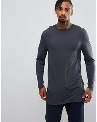 Мужская темно-серая футболка с длинным рукавом от ASOS DESIGN