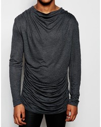 Мужская темно-серая футболка с длинным рукавом от Asos