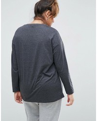 Женская темно-серая футболка с длинным рукавом от Asos