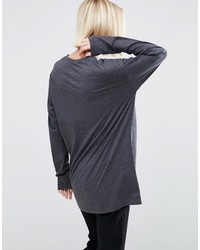 Женская темно-серая футболка с длинным рукавом от Asos