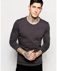 Мужская темно-серая футболка с длинным рукавом от Sisley