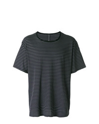 Мужская темно-серая футболка с круглым вырезом в горизонтальную полоску от Attachment