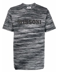 Мужская темно-серая футболка с круглым вырезом в горизонтальную полоску от Missoni