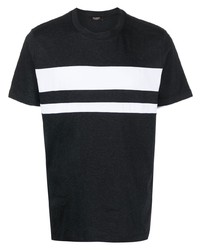 Мужская темно-серая футболка с круглым вырезом в горизонтальную полоску от Peserico