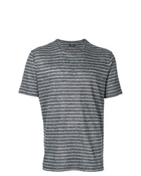 Мужская темно-серая футболка с круглым вырезом в горизонтальную полоску от Z Zegna