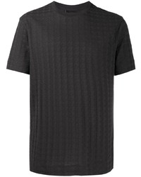 Мужская темно-серая футболка с круглым вырезом в клетку от Emporio Armani