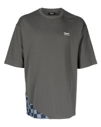 Мужская темно-серая футболка с круглым вырезом в стиле пэчворк от FIVE CM