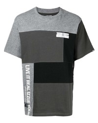 Мужская темно-серая футболка с круглым вырезом в стиле пэчворк от Izzue