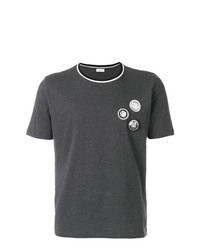 Мужская темно-серая футболка с круглым вырезом в стиле пэчворк от Saint Laurent