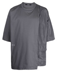 Мужская темно-серая футболка с круглым вырезом в стиле пэчворк от SONGZIO