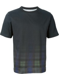 Мужская темно-серая футболка с круглым вырезом в шотландскую клетку от Band Of Outsiders