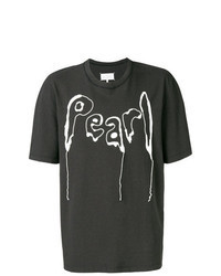 Темно-серая футболка с круглым вырезом с вышивкой