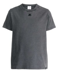 Мужская темно-серая футболка с круглым вырезом с вышивкой от Courrèges