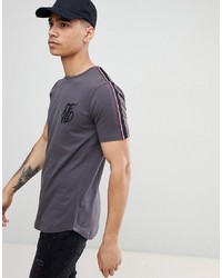 Мужская темно-серая футболка с круглым вырезом с вышивкой от DFND