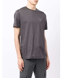 Мужская темно-серая футболка с круглым вырезом с вышивкой от Emporio Armani