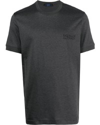 Мужская темно-серая футболка с круглым вырезом с вышивкой от Kiton