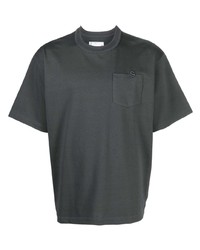 Мужская темно-серая футболка с круглым вырезом с вышивкой от Sacai