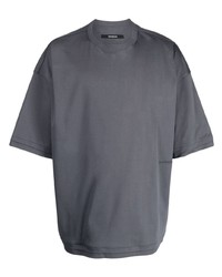 Мужская темно-серая футболка с круглым вырезом с вышивкой от SONGZIO