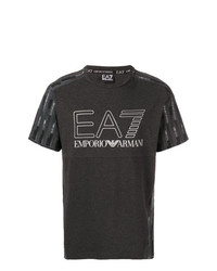 Мужская темно-серая футболка с круглым вырезом с геометрическим рисунком от Ea7 Emporio Armani