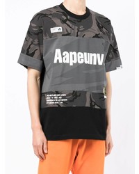 Мужская темно-серая футболка с круглым вырезом с камуфляжным принтом от AAPE BY A BATHING APE